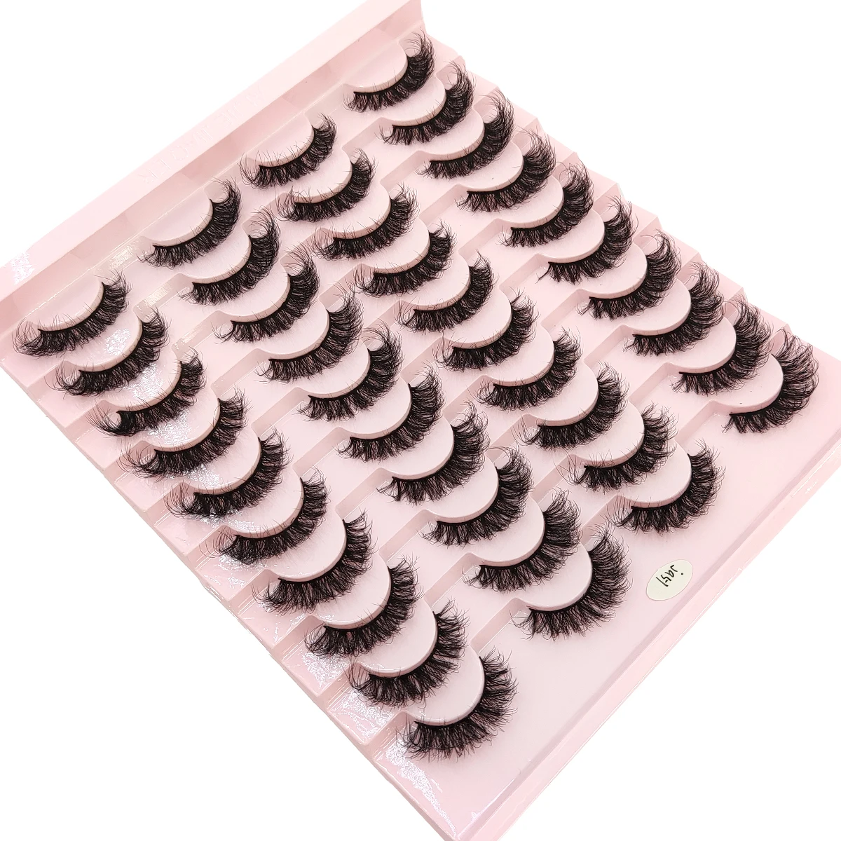 HBZGTLAD 20 رموش صناعية مزدوجة من المينك رقيق وديناميكي طبيعي للتجعيد رموش صناعية خفيفة ومرنة