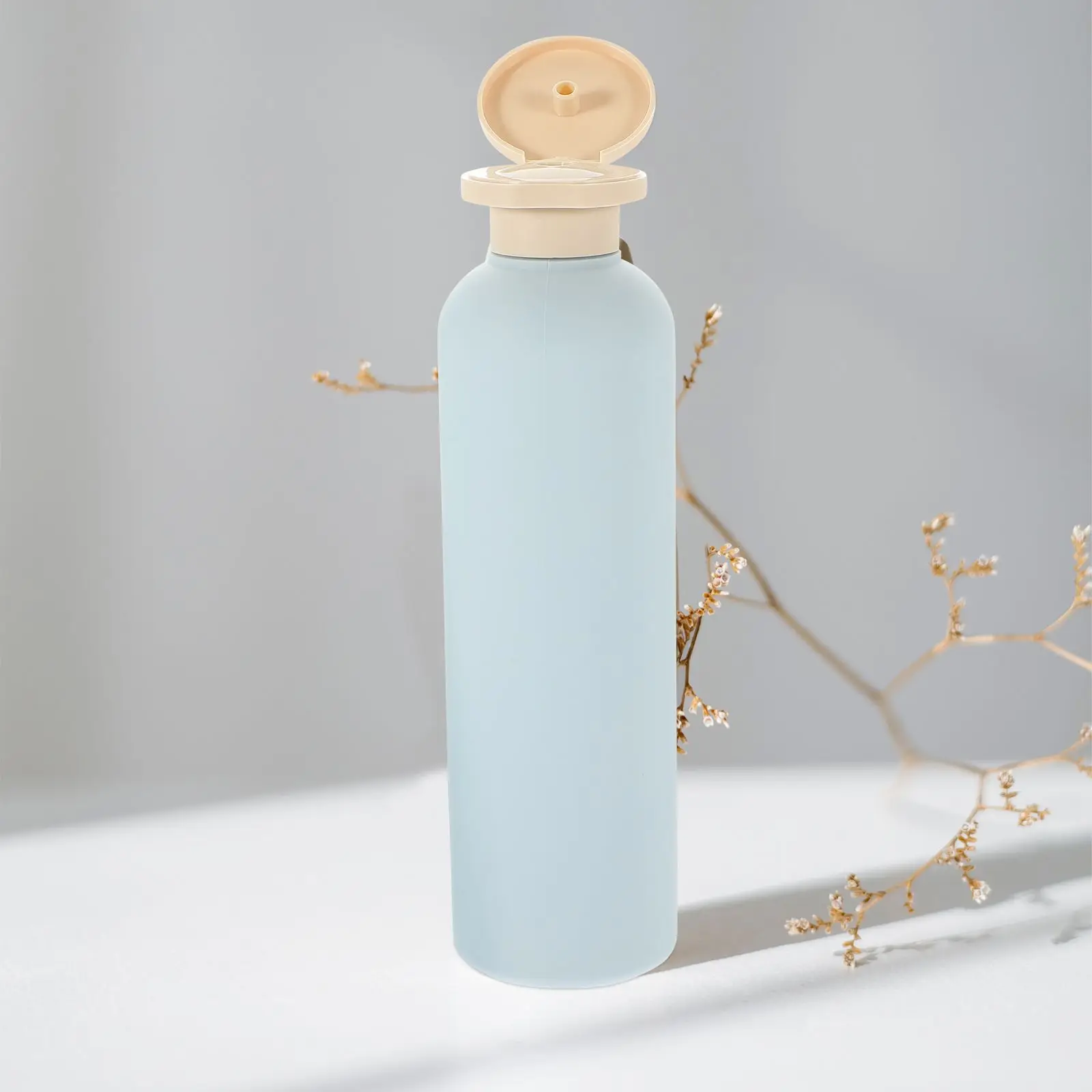 Garrafa de loção flip-top azul claro, 4 unidades, 260ml, gel de banho, shampoo, garrafas de viagem, plástico avançado com tampas hdpe
