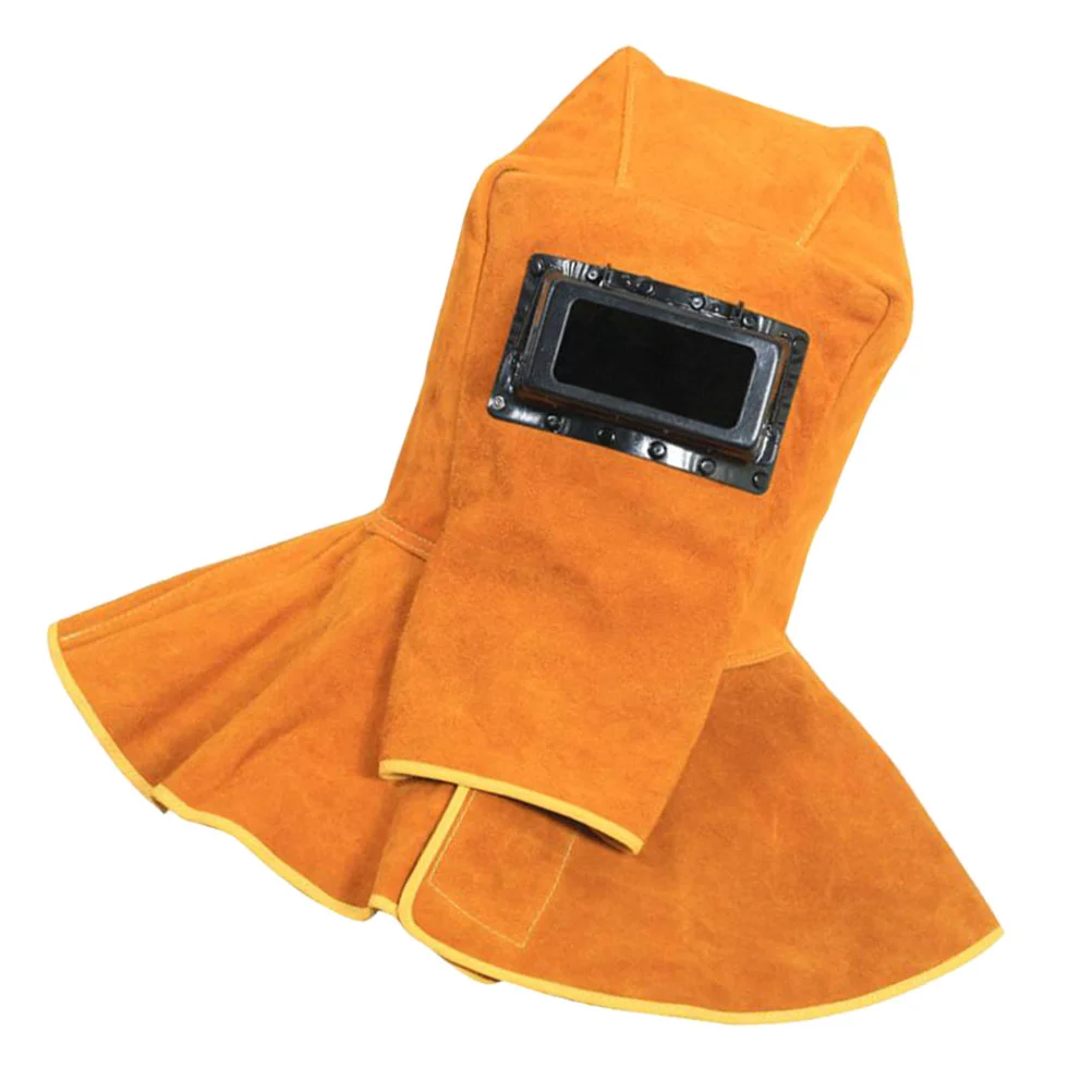 1Pc Weld Shawl Cowhide Weld Hat Practical Cover Orange Welder Hat Welding Protector Weld Cap