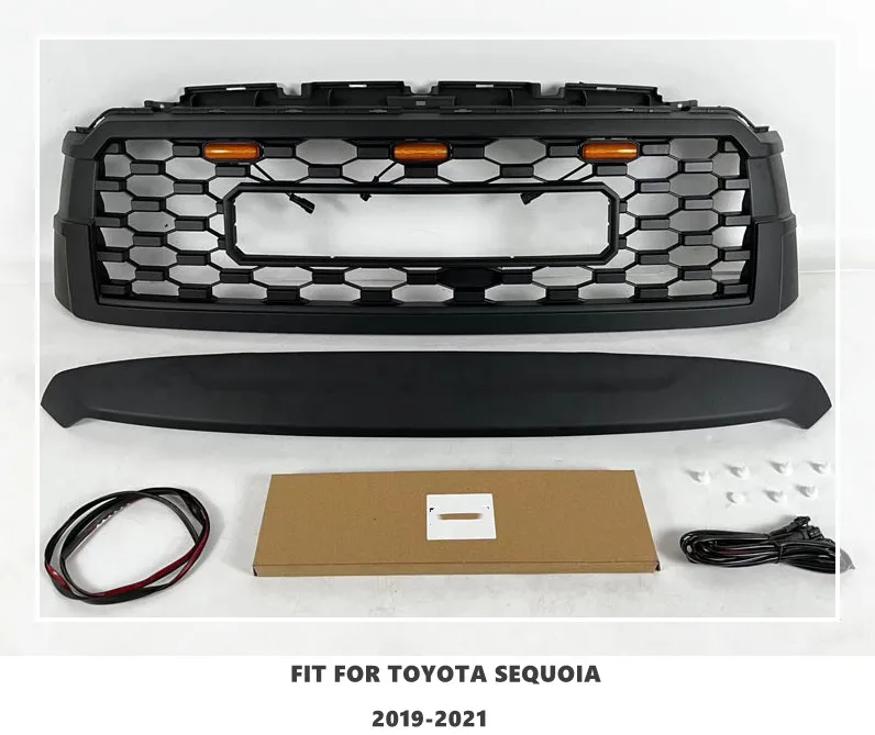 Good Quality ABS Front Middle Grill Racing Grills With LED Lights Fit For Toyota Sequoia 2019-2021