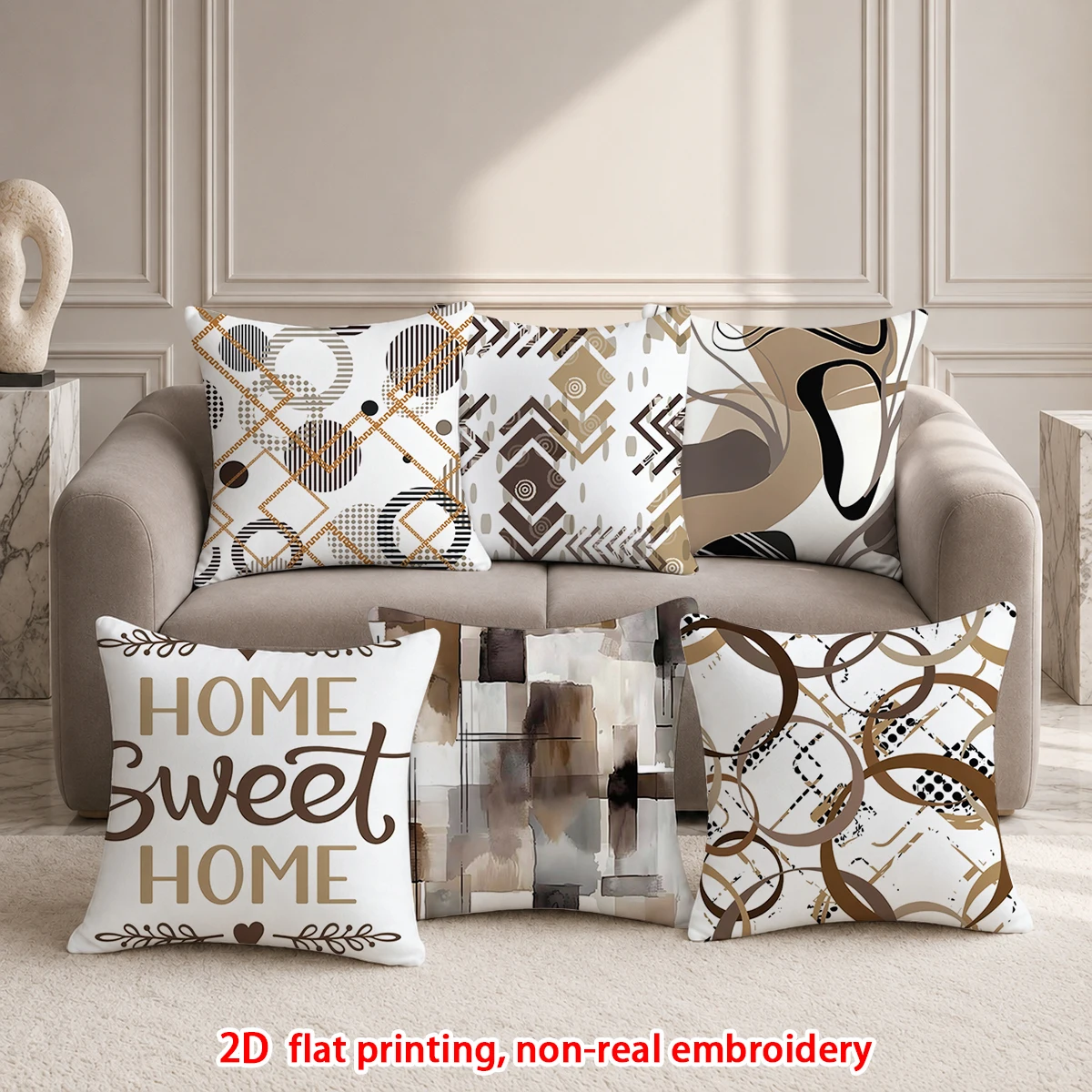 1pc Modern Geometric Abstract Throw Pillow Covers, Home Sweet Home Decorative Cushion Cases for Sofa Bedroom Living
