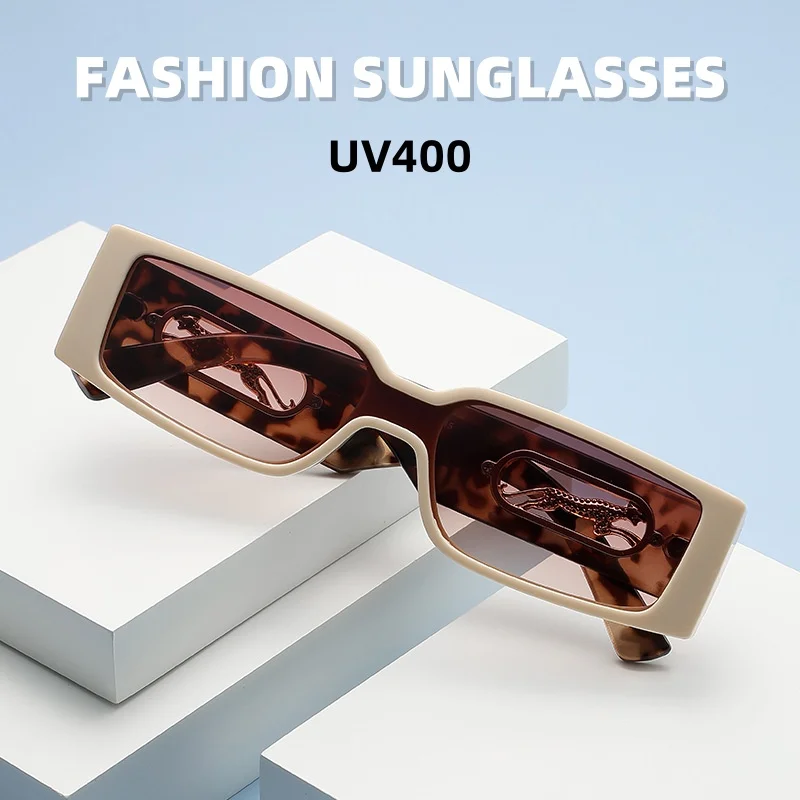 

New Fashion Box Candy Colored Sunglasses Gorgeous Modern Cheetah Decoration Men and Women Sunglasses UV400 Shades Eyewear