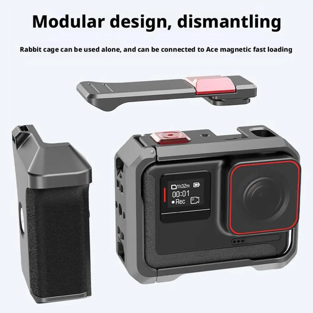 For Insta360 Ace Pro 1/2 Ergonomic Metal Vlog Grip Mount Shutter Button Photography Handle Grip Anti-Drop Quick Release Cage