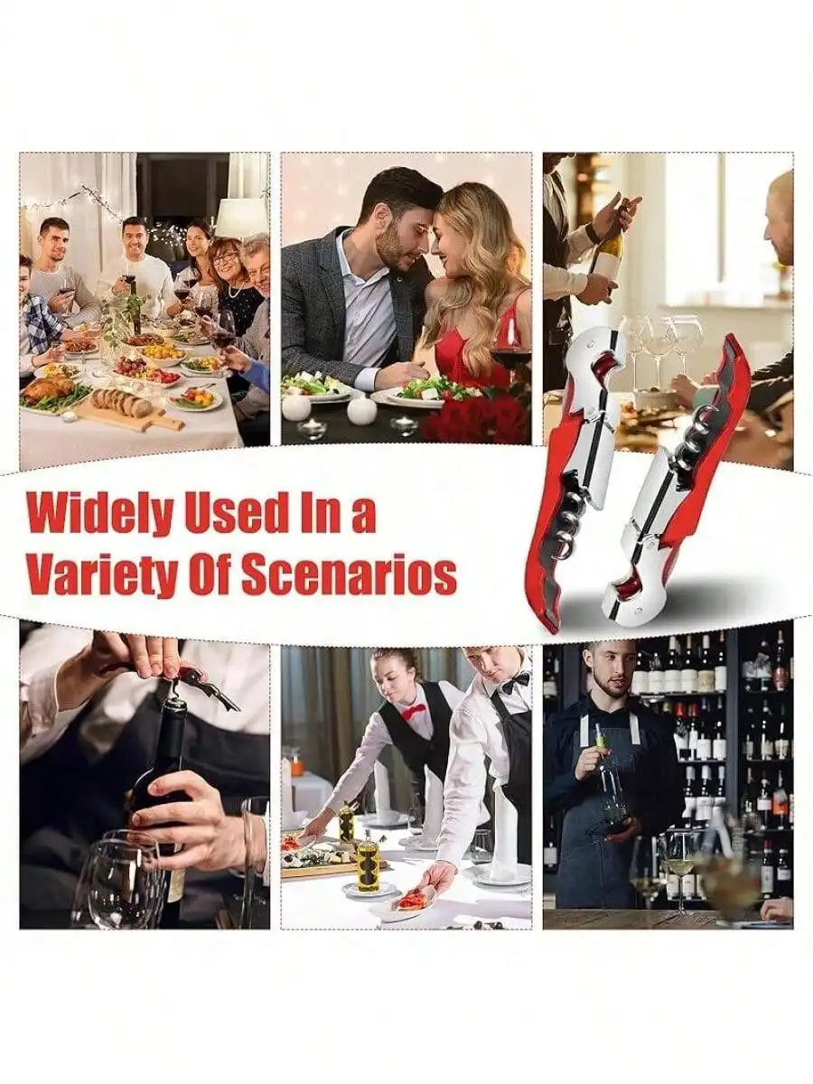 

6 Pieces Wine Wine Opener Stainless Wine Bottle Opener Fold Serrated Foil Cutter Wine Servers Family, Company Party,Bars,Restaurants(6 Color)