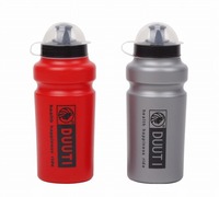 DUUTI 500ml Bicycle Water Bottle - Food Grade LDPE Cycling Drinkware for MTB/Road Bike (Gray/Red) |Anti-Slip Design