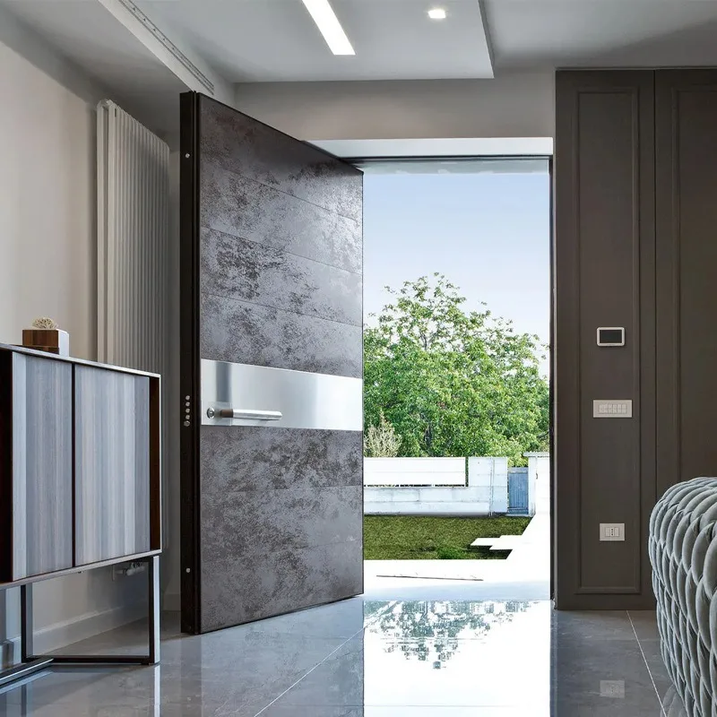 Customized cast aluminum entrance door, villa door single open wood grain folio, rural self-built house