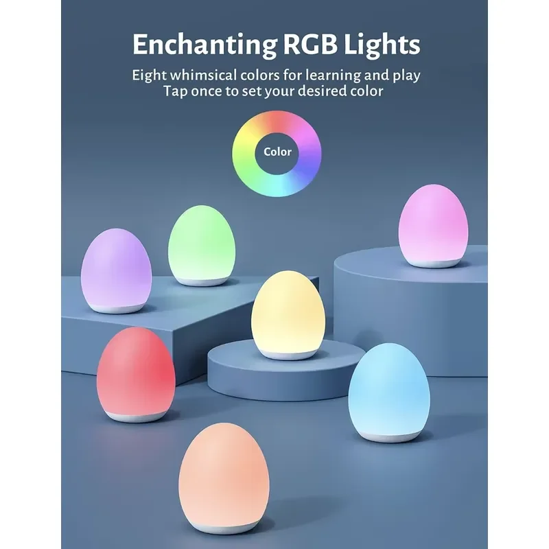 Rechargeable Baby Night Light Touch Control 7 Color Changing Modes BPA Free Safe Children Room Lamp for Kids Bedroom Decor