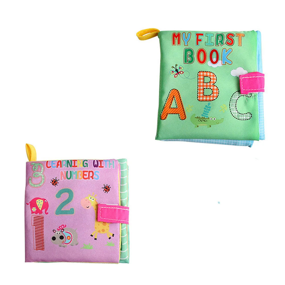 2 szt. Książeczki materiałowe dla niemowląt, edukacyjne, z tkaniny, z cyframi i literami, do nauki dla niemowląt, rozwój sensoryczny, nadające się do prania, lekkie, wczesna edukacja