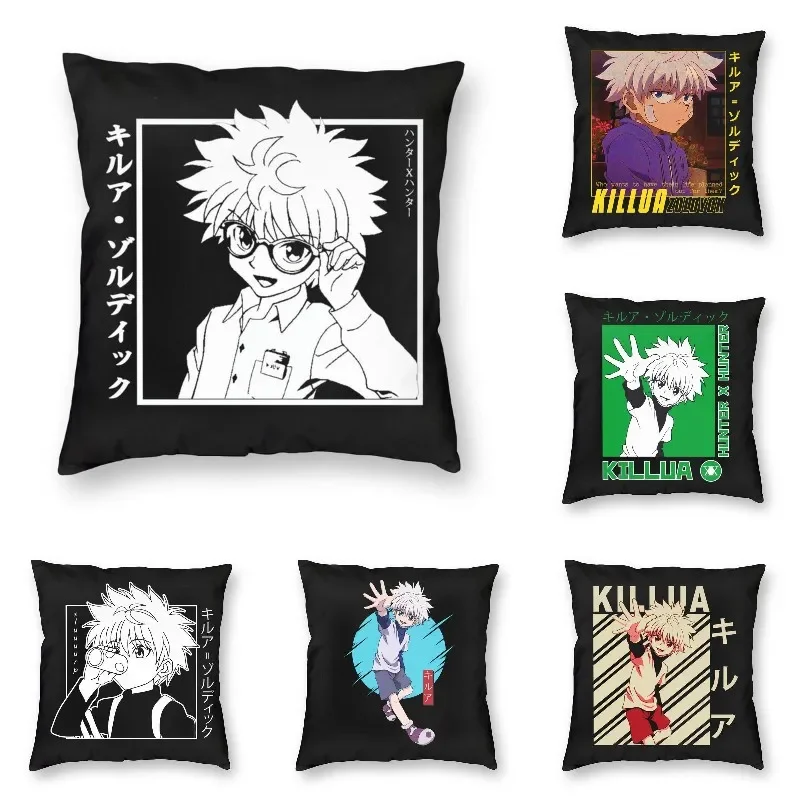 Kawaii Manga Anime Hunter X Hunter Cushion Cover Hxh Killua Zoldyck Throw Pillow Case For Sofa Square Pillowcase Home Decorative