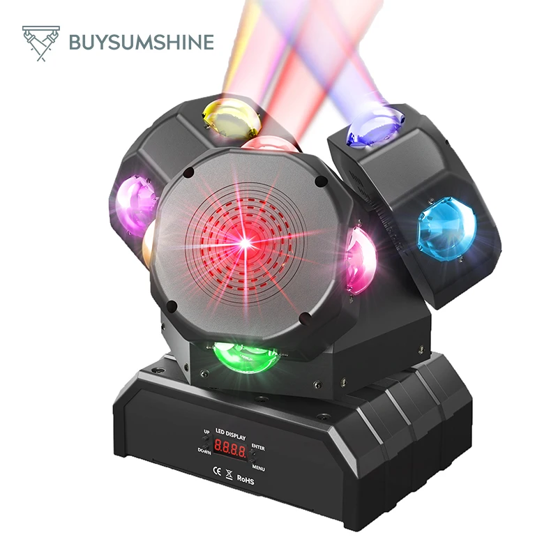 

Buysumshine 180W 3-Head Rotating Moving Head Light DMX512 RGBW 12PCS LED Stage Light Strobo for DJ KTV Dance Hall Bar Disco