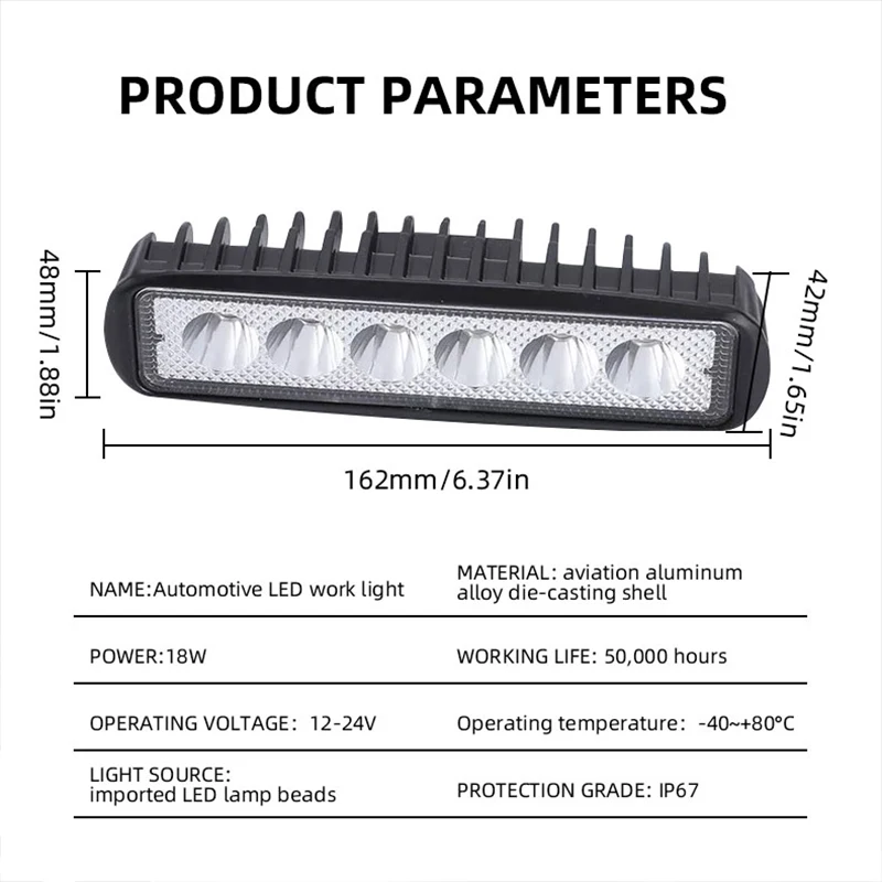 6 LED Car Work Light High Bright Spotlight Universal Offroad Automobile Truck Driving Fog Headlights DRL Driving Lamp 12V image 3
