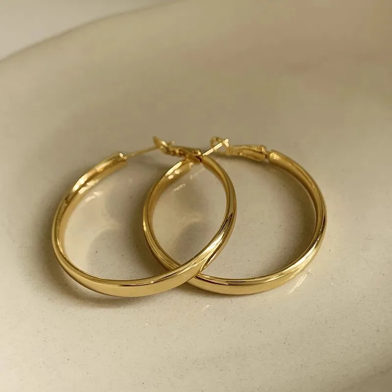 Fashion Large Flat Hoop Earrings Geometric Big Circle Earrings for Women Exaggerate Circle Brincos Punk OL Style Trendy Jewelry