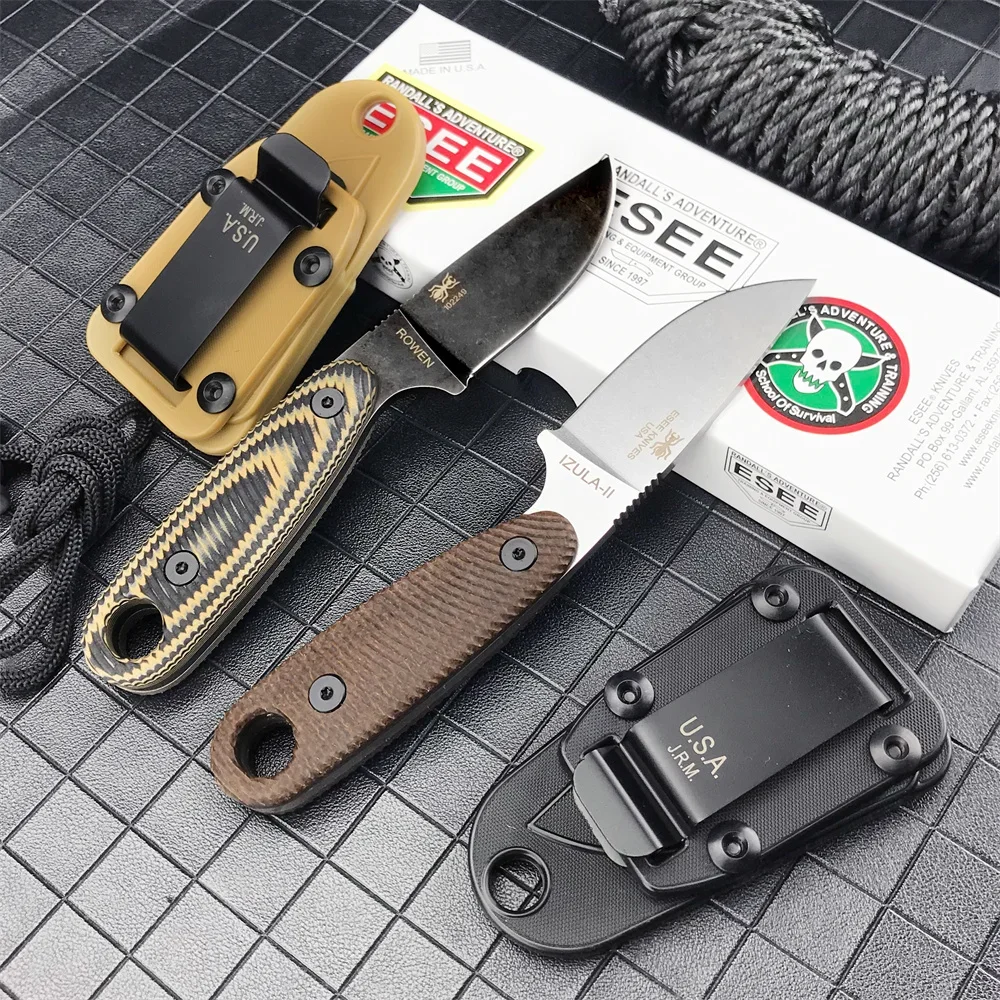 ESEE 이줄라 고정 블레이드 전술 나이프 D2 블레이드 G10 핸들 아웃도어 캠핑 정글 나이프 사냥 생존 도구 칼집 포함