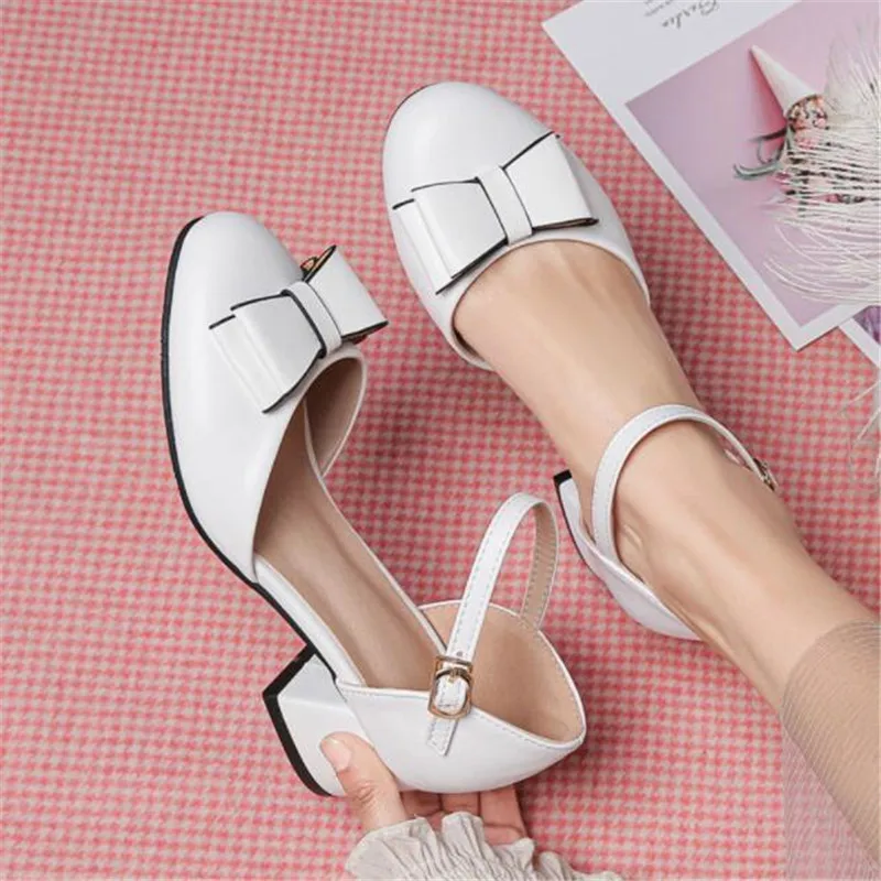 

Girls Princess Shoes Butterfly Knot High Heels Kids Leather Shoes Children White Wedding Shoe