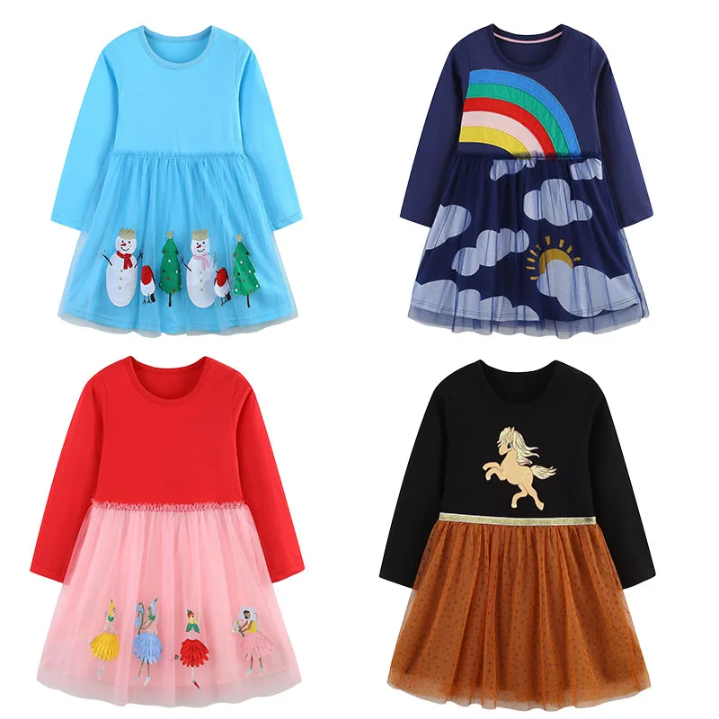 

Jumping Meters 2-7T New Arrival 2025 Pumpkin Print Long Sleeve Girls Dresses Autumn Baby Clothes Party Tutu Kids Frocks Costume