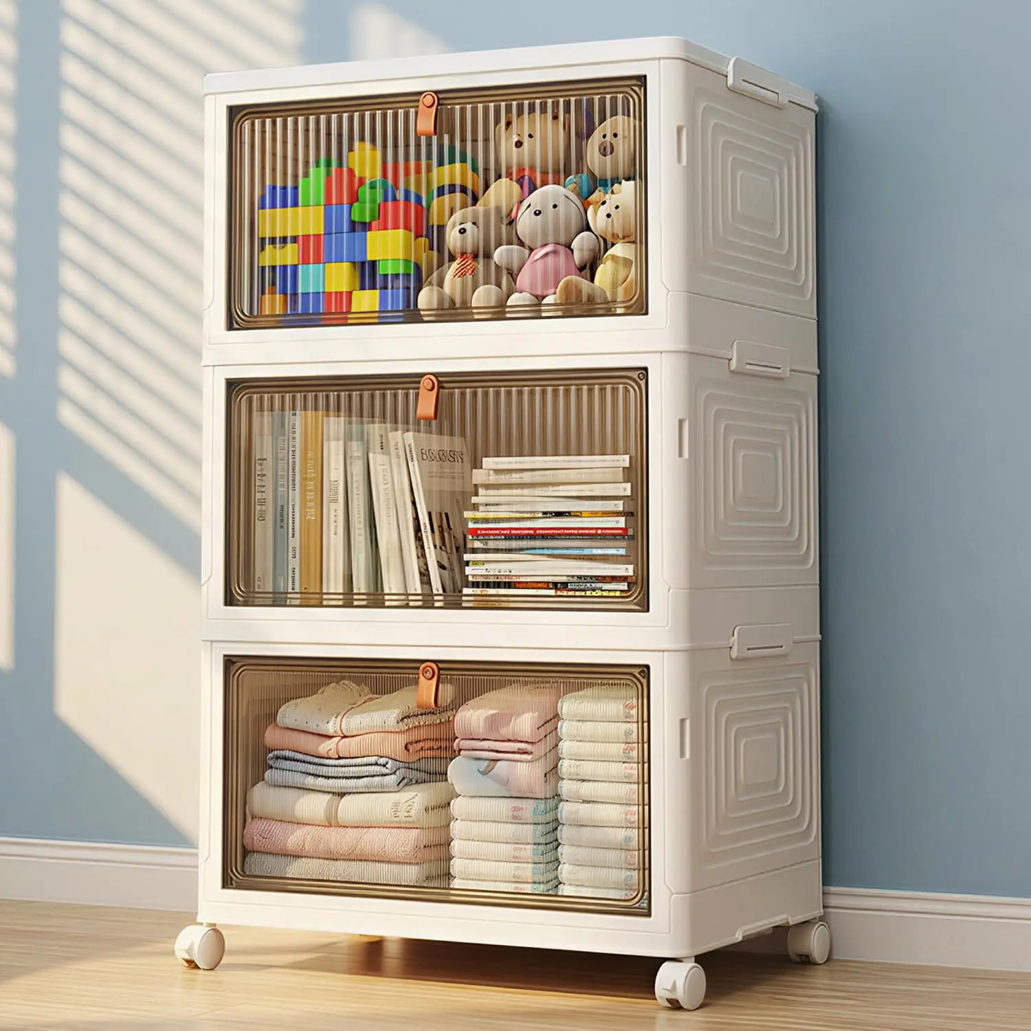 

Storage Bins with Lids, 3 Tier 23QT Closet Organizers and Storage, Plastic Stackable Drawers, Perfect