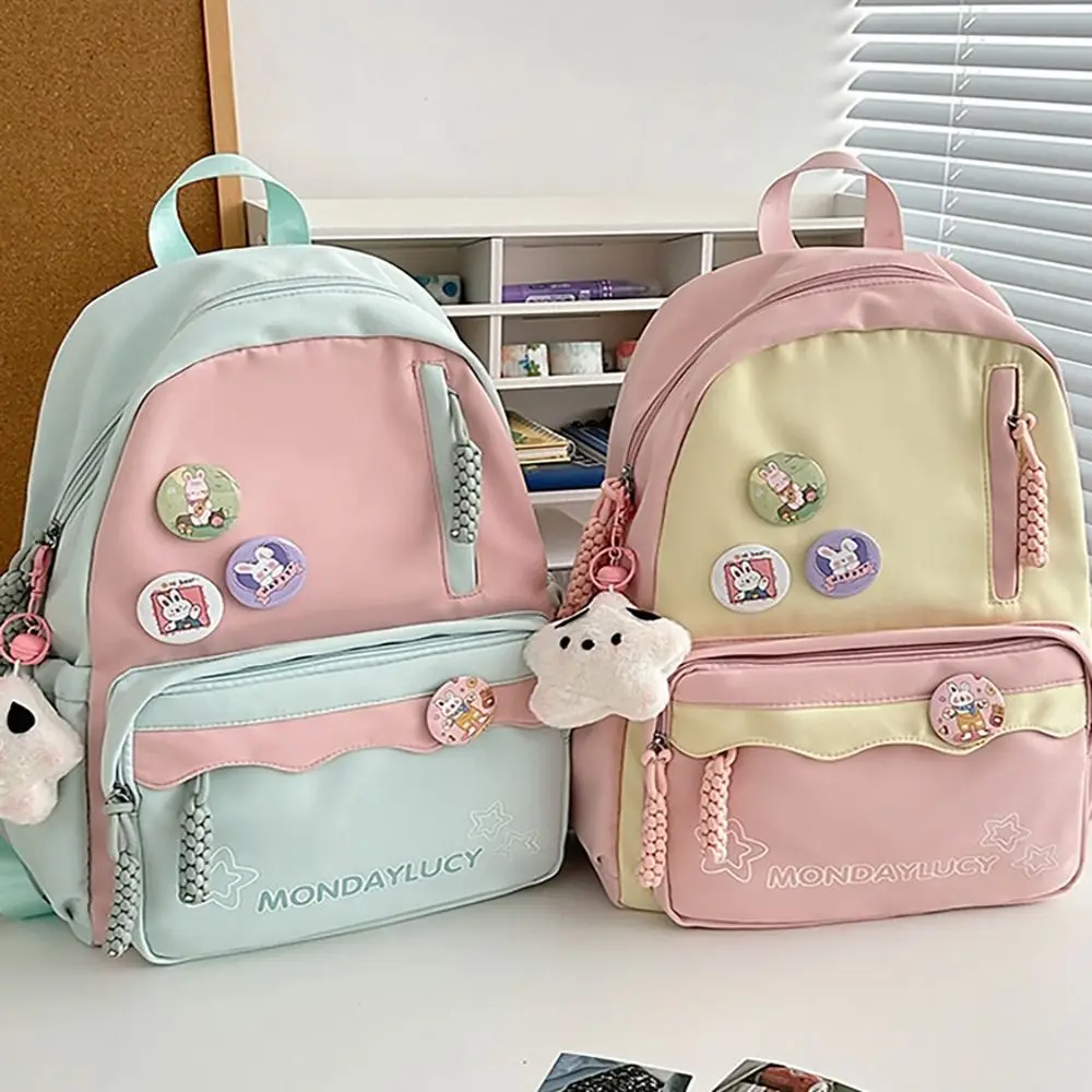 Mochila multifuncional para estudante, Bolsa boneca de grande capacidade, Bolsa para laptop de nylon, Estilo japonês bonito