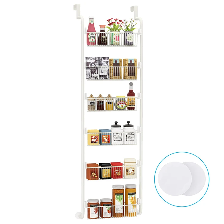 6-Level kitchen spice rack with 5 baskets above the door Pantry shelf organizer