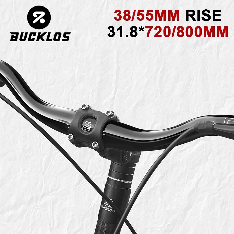 BUCKLOS Bike Handlebar 7075 Aluminum Alloy MTB Bicycle Handlebar  38mm/55mm Riser Durable Bicycle Bar 720mm 800mm Cycling Handle