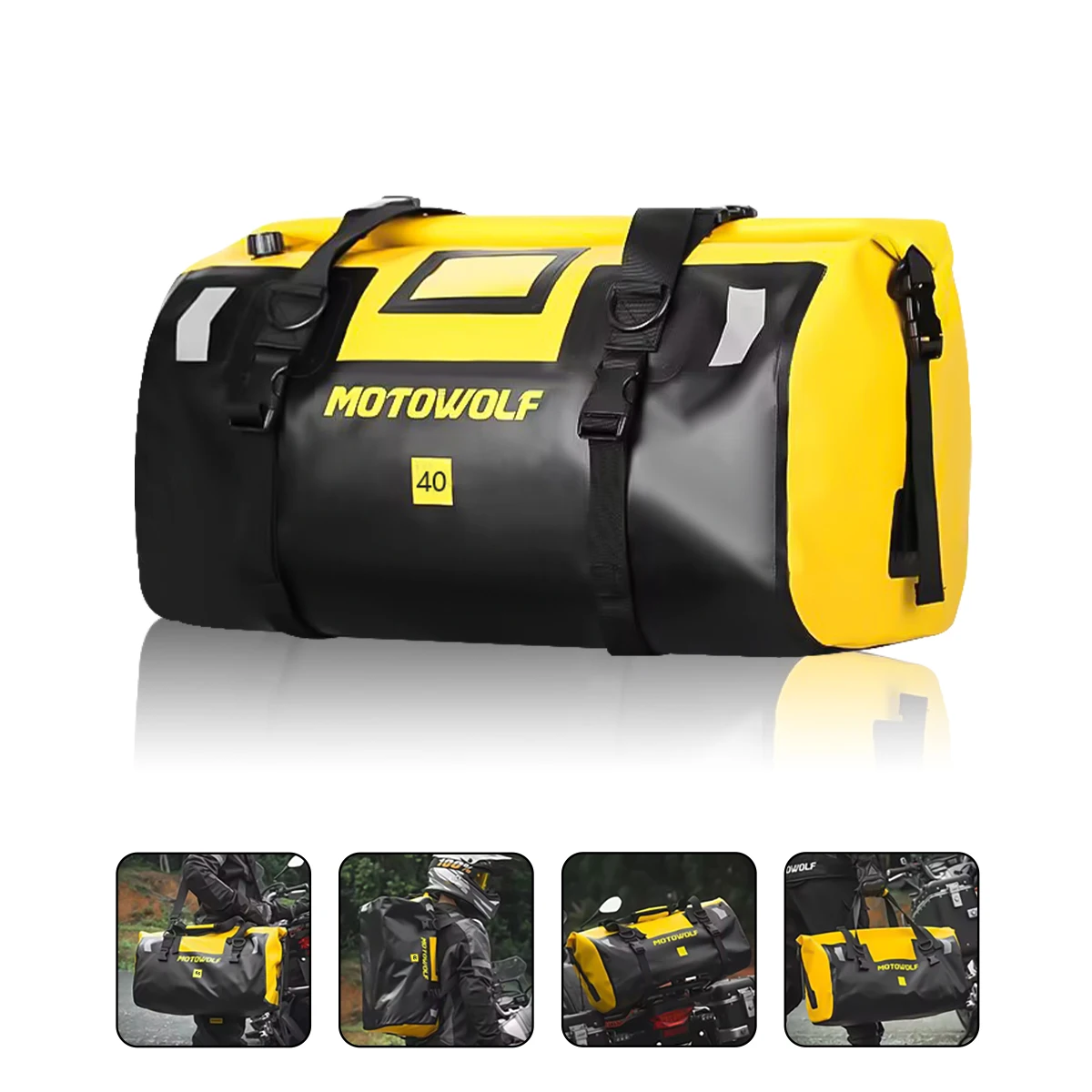 Motorcycle Waterproof Tail Bag Travel OutdoorDry Luggage Roll Pack Bag 40L Motorbike Luggage Backpack Motorcycle Seat Bags