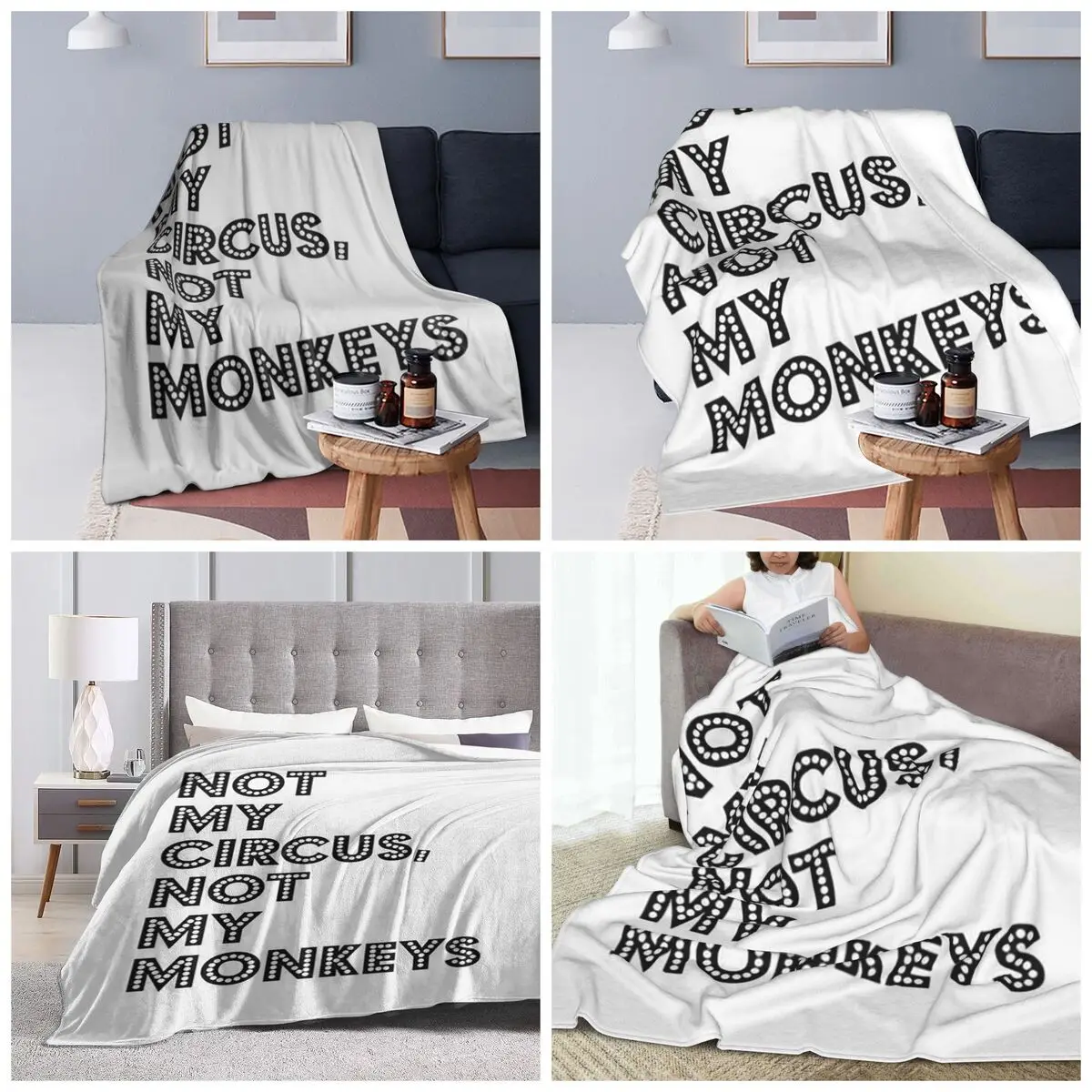Not My Circus Not My Monkeys Funny Blanket Soft Warm Flannel Throw Blanket Bedding for Bed Travel Home Couch