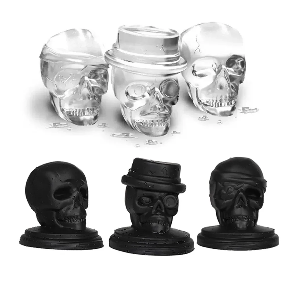 Silicone Skull Ice Cube Mold Halloween Skeleton Ice Tray Creative Home Personality Ice Maker for Drinks, Party Use, Fun Gift