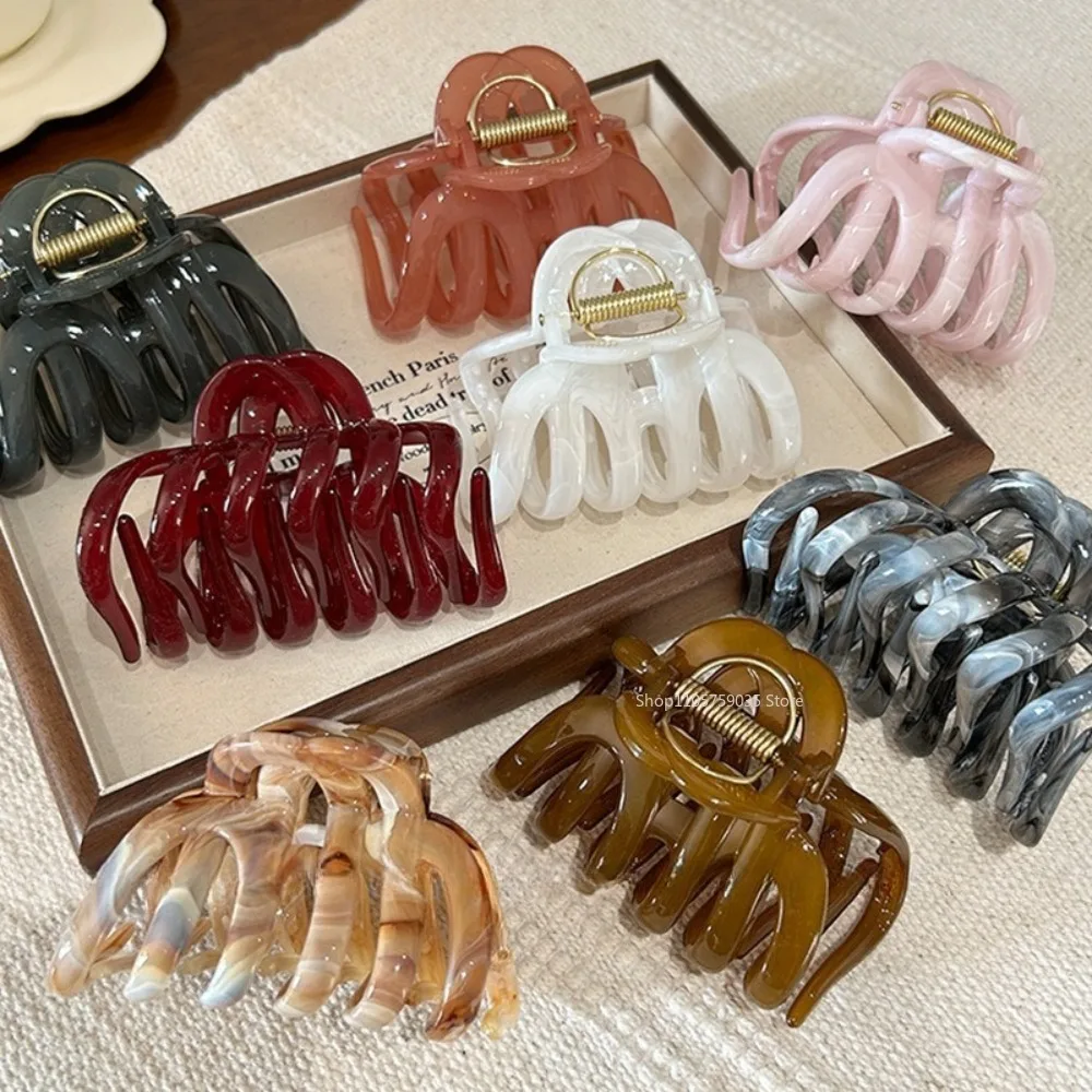 Ink Color Large Grab Clip for Women Girls Elegant Pumpkin Shape Hairpin Suitable for High Hair Volume Shark Clip Disc Hair Claw