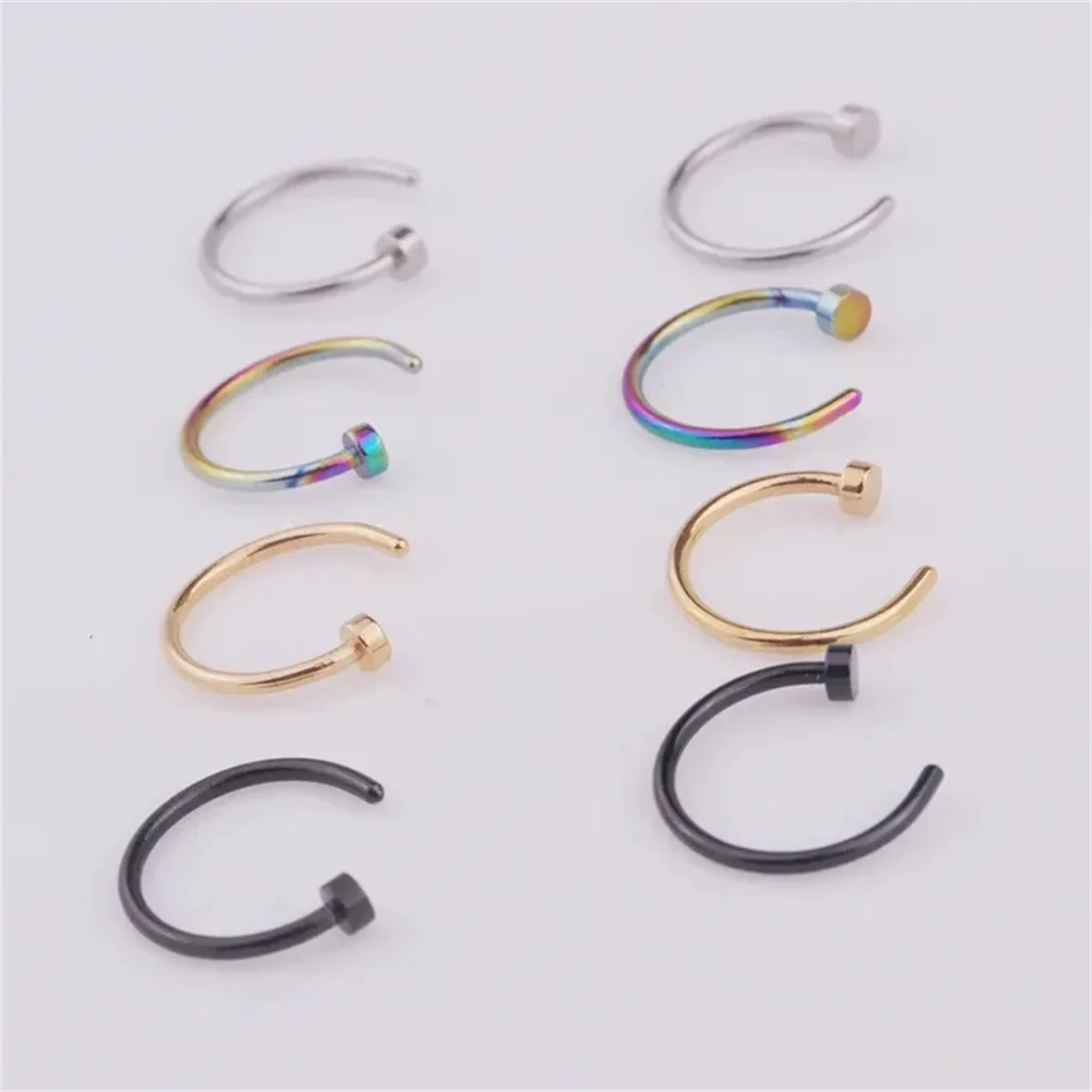 2pcs 20G Fake Nose Rings for Women Men 316L Stainless Steel C Shape Clip On Lip Rings Labret Ring Nose Piercing Body Jewelry