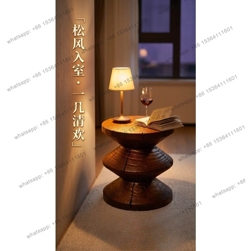 YJ Modern Minimalist Geometric‑Shape Conical Wooden Side Corner Table For Home Living Room Sofa