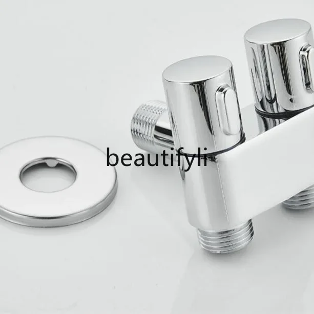 ss Copper triangle valve hot and cold universal water heater switch valve 4 minutes one in two out washing machine faucet check