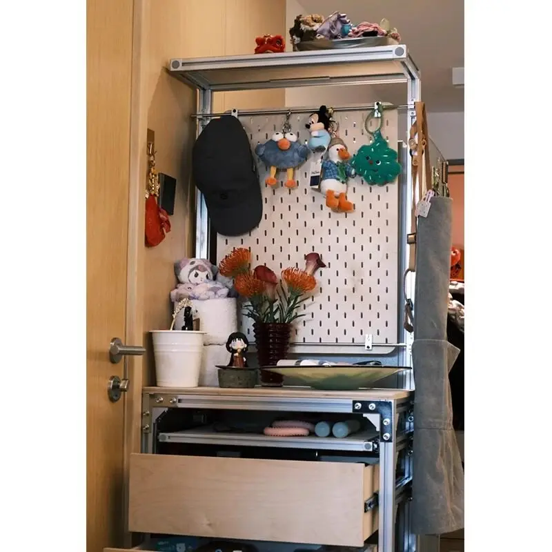 Aluminum profile ocean plate hole dining side cabinet storage drawer living room display cabinet