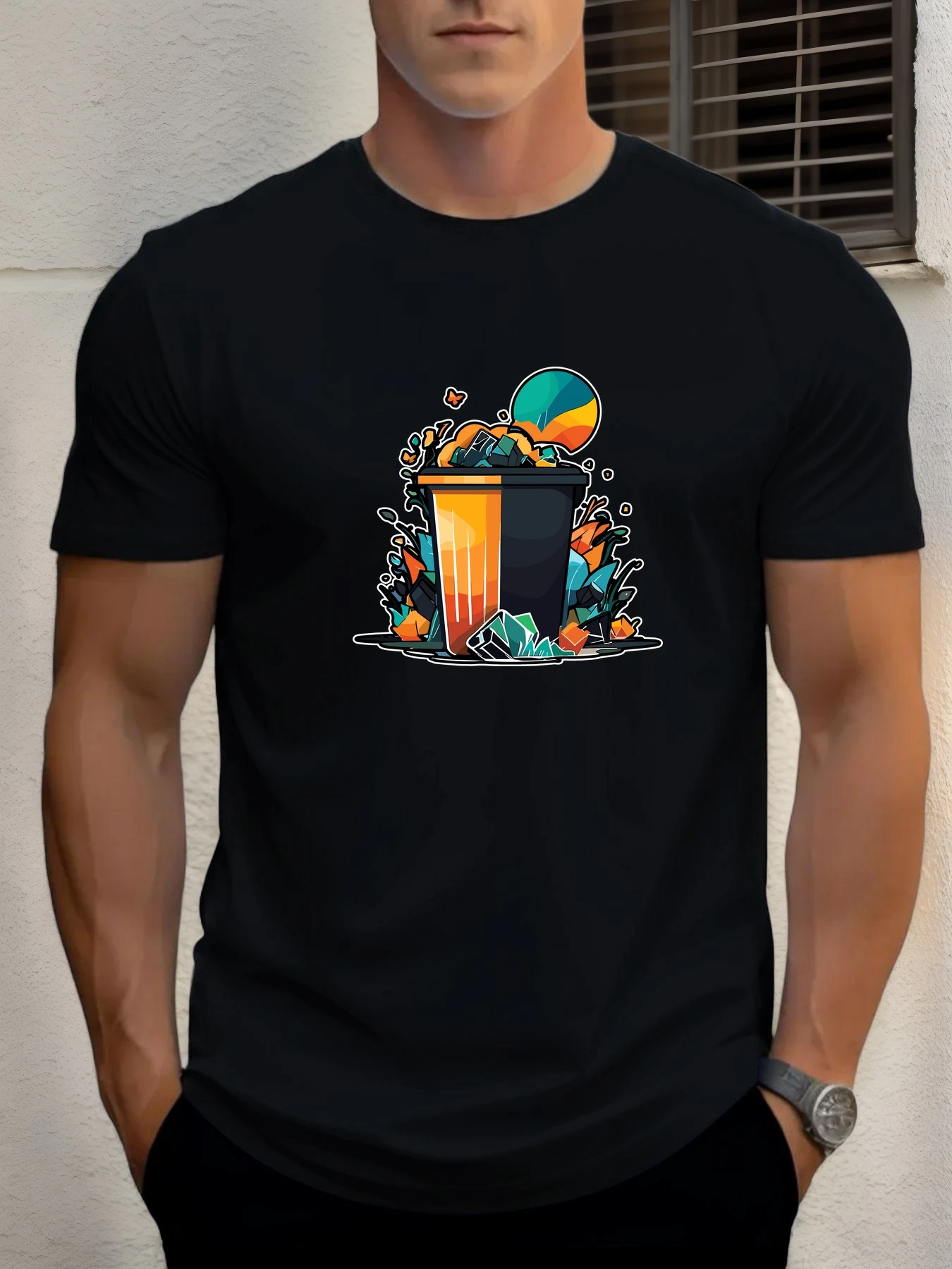 

T Shirts For Men Trash 100% Cotton Graphic Printing Summer Round Neck T-Shirt Casual Breathable Street Style Daily Top