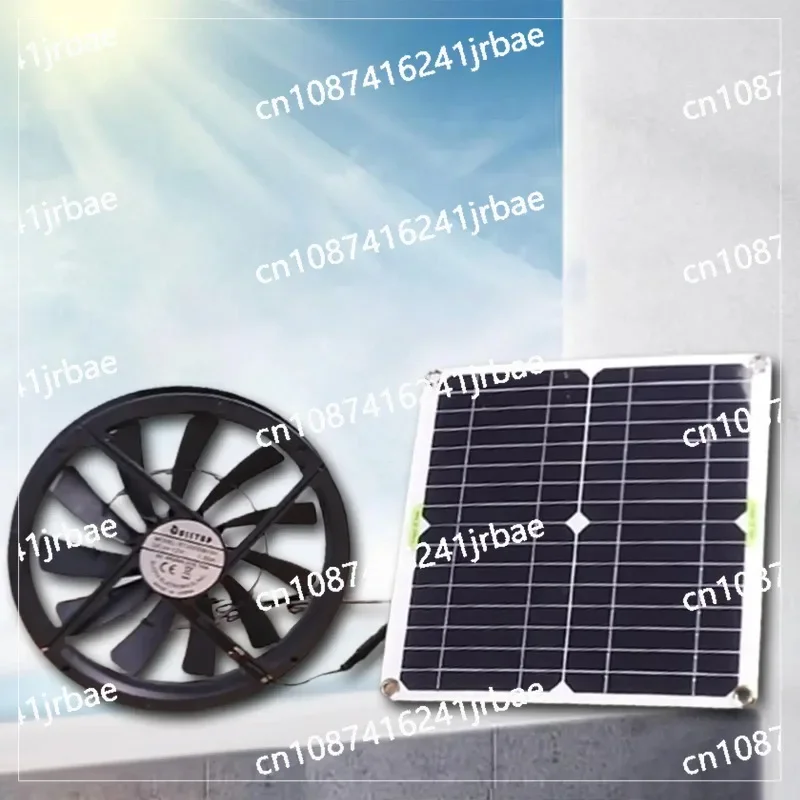 100W monocrystalline solar panel plus 10-inch round ventilation chassis fan, pet toilet house exhaust ventilation fan