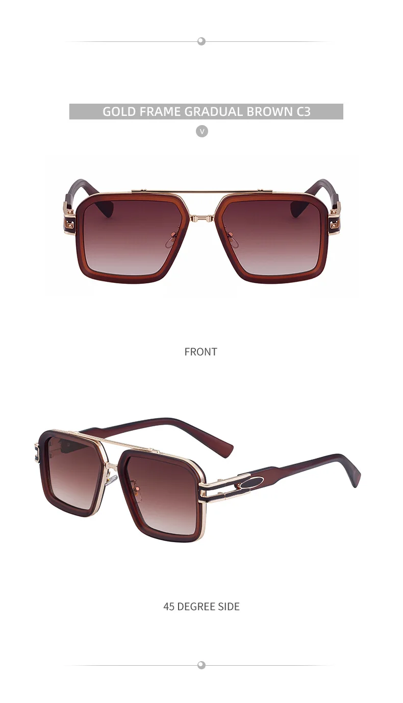 Übergroße Steampunk Quadratische Sonnenbrille für Herren, Luxusmarke 2026, Vintage Outdoor-Fahrsonnenbrille, Trendige Doppelbrücken-Sonnenbrille – Detail 11
