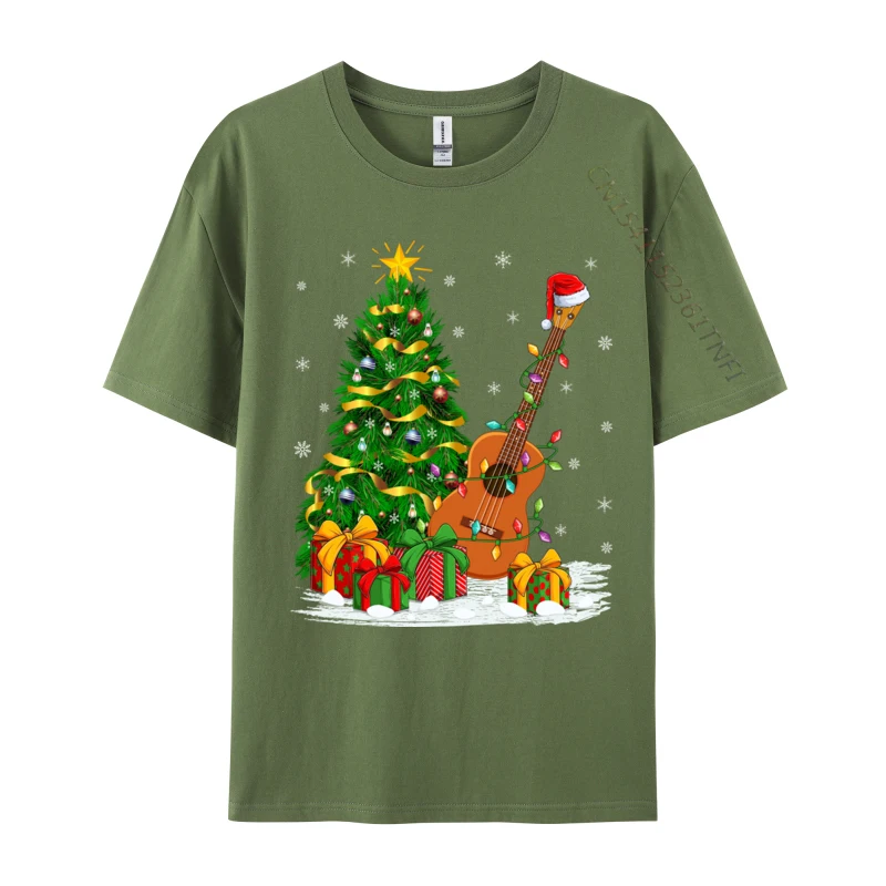 Ukelele amante de la música a juego sombrero de Papá Noel ukelele Navidad camisetas de algodón puro moda Camisas camisetas estampado 3d camiseta Casual