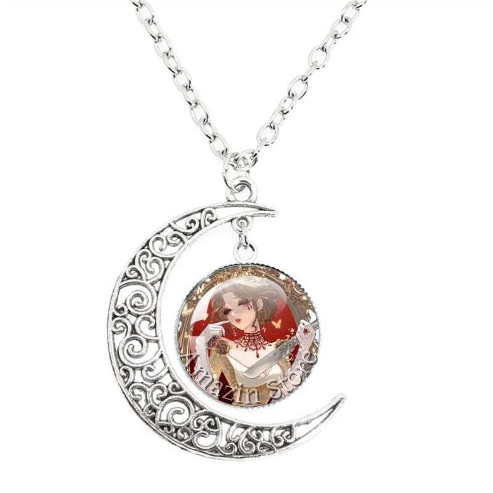 20mm Moon Round Necklace Game Identity V Bloody Queen Anime Glass Pendant Jewelry Accessories For Fans Decoration Gift JD023