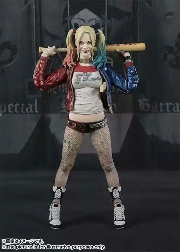 15CM Anime Harley Quinn Action Figure Sexy Real Silk Stockings Joker Figurine Pvc Room Decoration Halloween Gift Toys