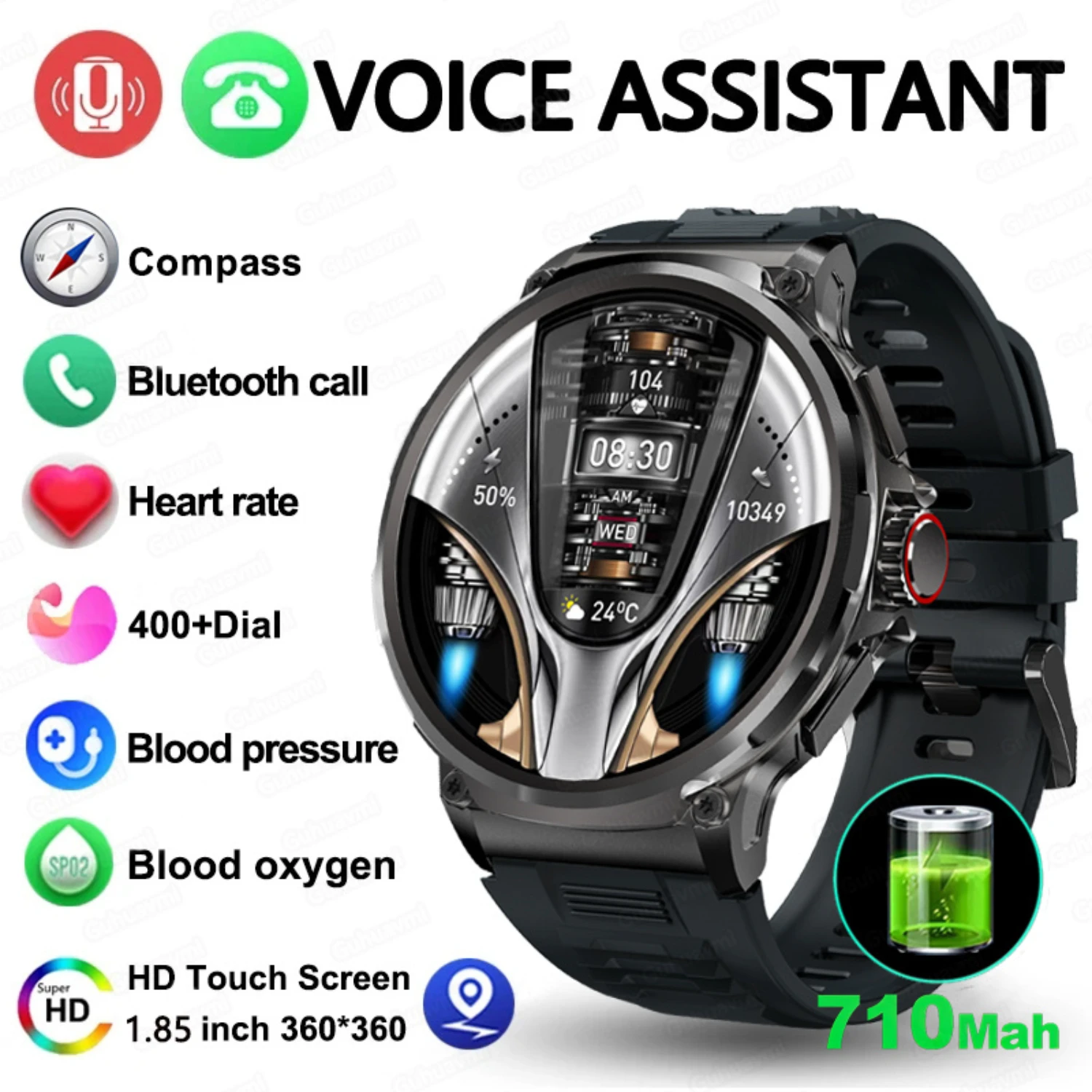 

For 1.85"ultra HD Bluetooth Call Smart Watch Men GPS Track 710mAH Large Battery 400+Dial IP68Waterproof Smartwatch