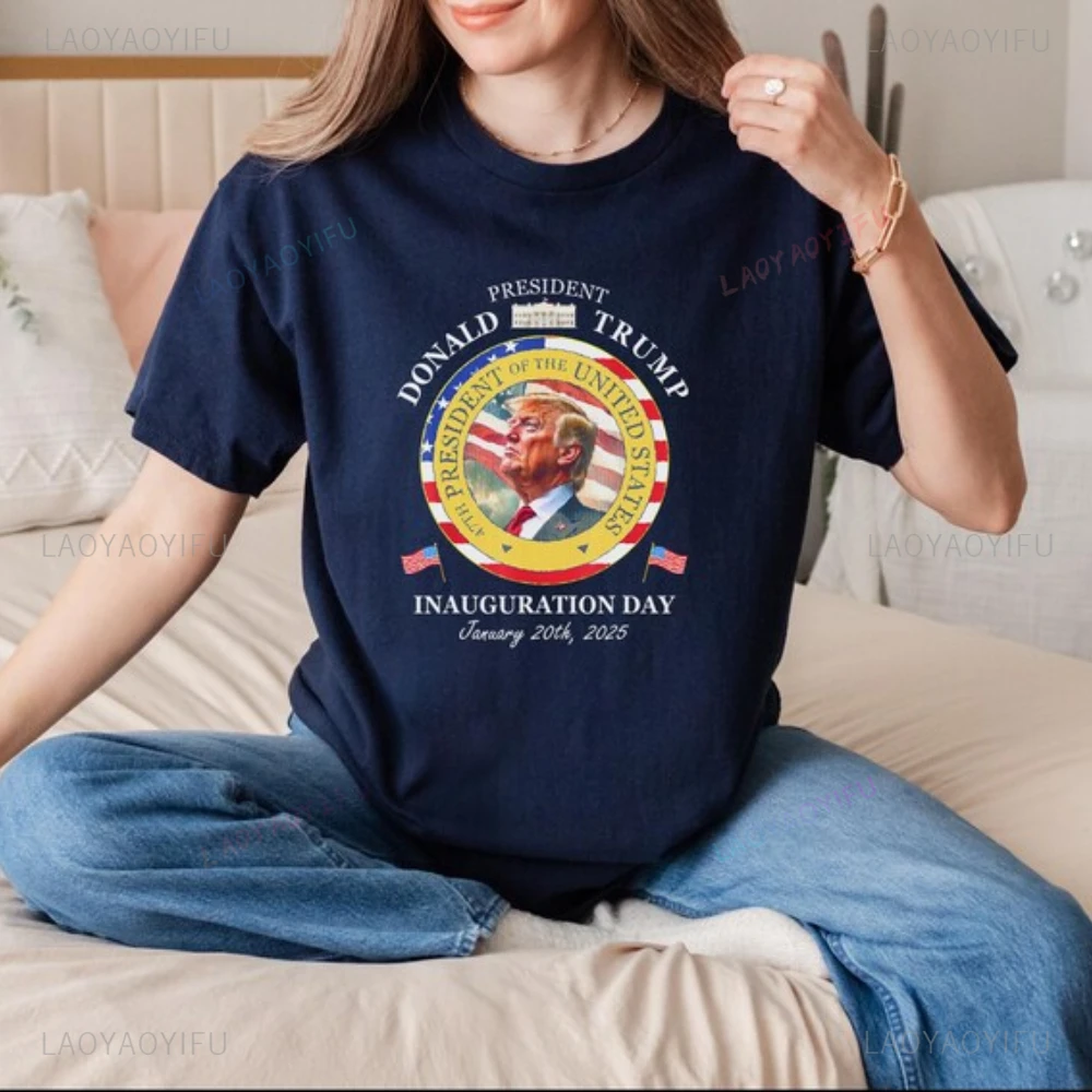 Make America Great Again 2025 Printed T-shirt Show Your Patriotism for Trump T Shirts Woman Man High Quality Cotton Tops Tees