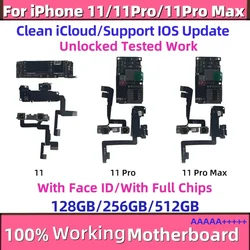 Tested For iPhone 11 pro max Motherboard Logic board Clean iCloud Full chip unlocked mainboard with Face ID support IOS update