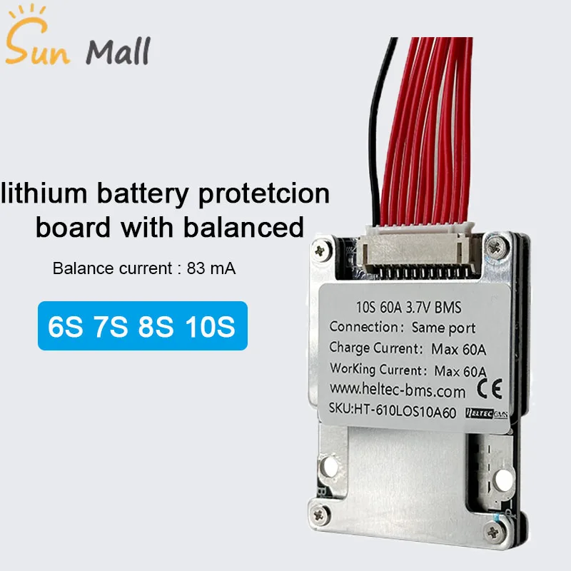 

6S 7S Li-ion 8S Lifepo4 24 В 10S 36 В Защитная плата литиевой батареи 30A 60A Баланс двигателя BMS Накопичение энергии