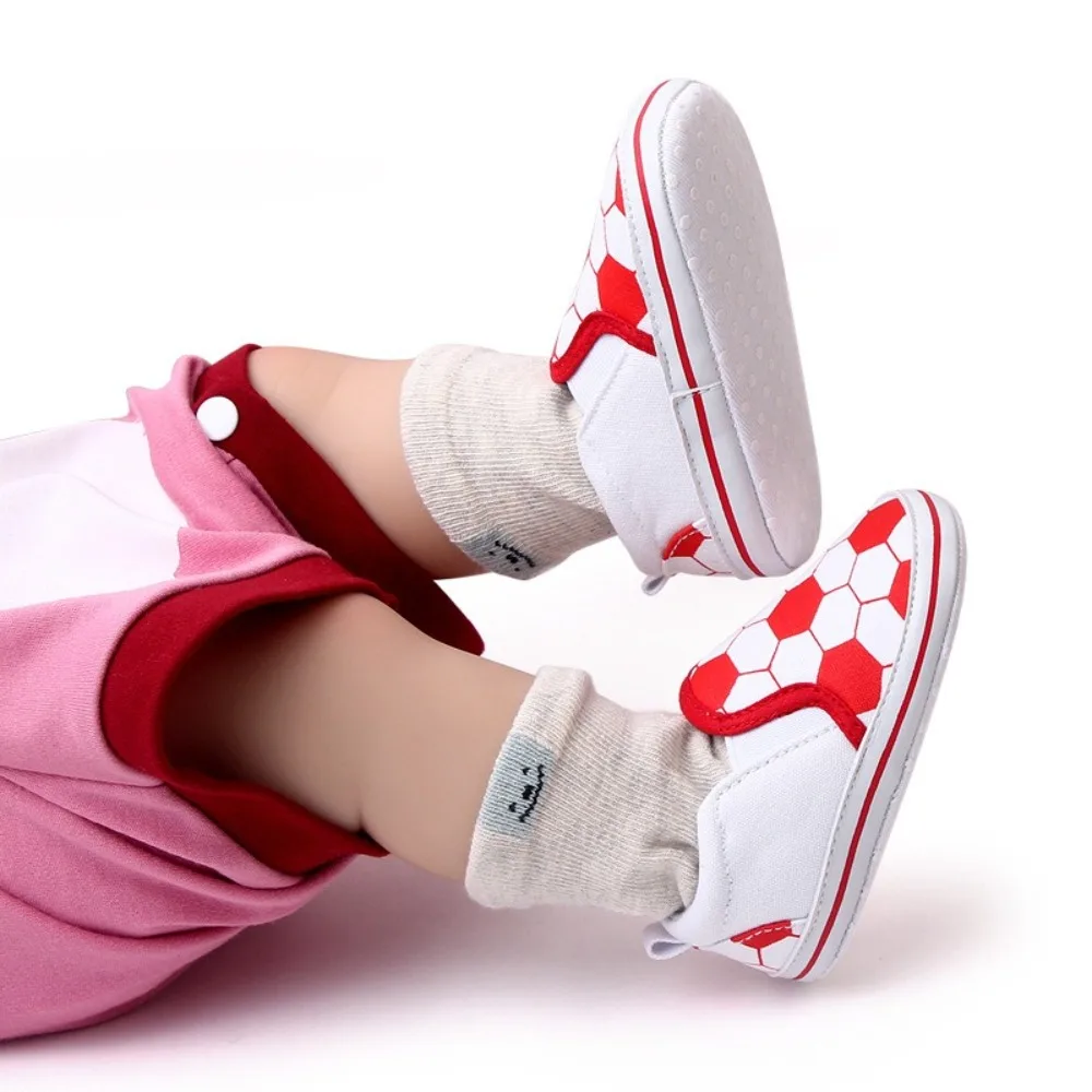

0-18 Months Baby Canvas Soccer Sports Shoes Checkered Pattern Cotton Sole Baby Shoes for First Steps Shallow Mouth Non-Slip