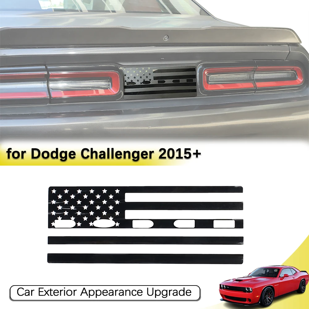 American Flag Rear Taillight Middle Vinyl Sticker for Dodge Challenger 2015-2026 Black PVC Carbon Fibre Exterior Accessories