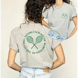 American Vintage Style Tennis Club T Shirts for Women Graphic Loose High Quality Casual Tee Short Sleeve Ins Trendy Summer Tops