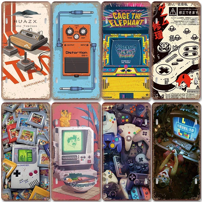 Video Game Console GamePad Metal Poster Sign Vintage Club Gamer Tin Sign Craft Wall Plates Decor for Play Room Home Decoration