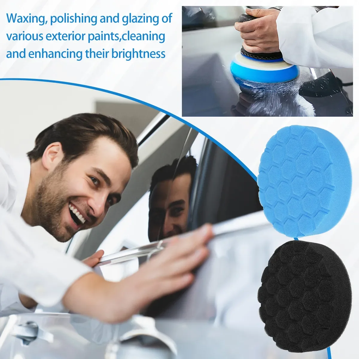 5Pcs Polishing Pad Kit 3/4/5/6/7 Inch Car Foam Buffing Pads Automobile Sponge Durable Buffer Mat Dremel for Car Glass Polisher