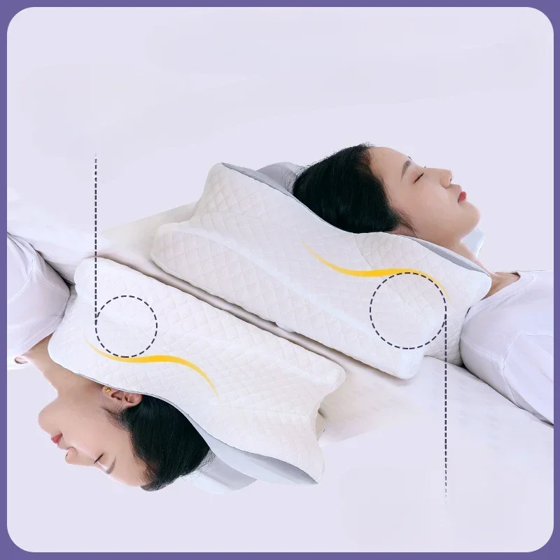 Memory Foam Pillows Butterfly Shaped Relaxing Cervical Slow Rebound Neck Pillow Pain Relief Sleeping Orthopedic Pillow Beding