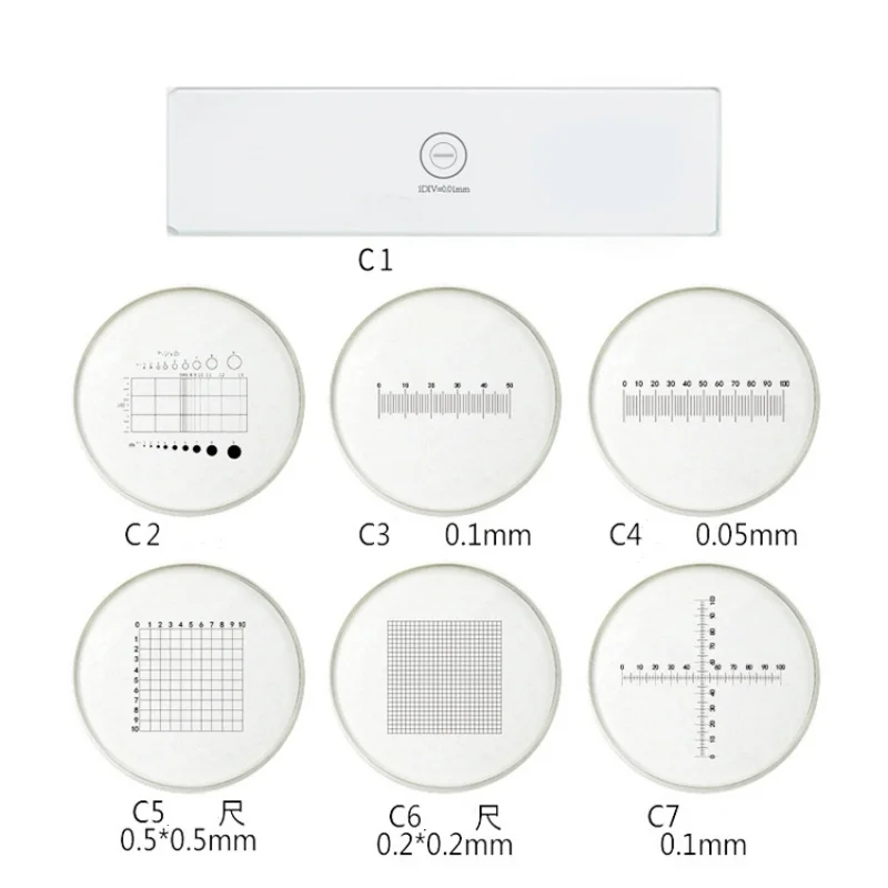 Glass 0.01mm 0.5mm 0.1mm Objective Stage Calibration Slide Grid Cross Microscope Eyepiece Micrometer Scribing Plate Microruler