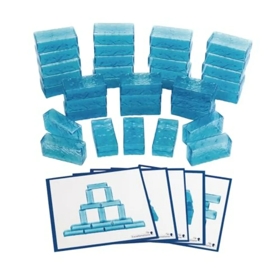 

Mini Ice Building Blocks for 36 Pieces STEM Stacking Bricks Engineering Block Accessories with 5 Activity Cards Blue