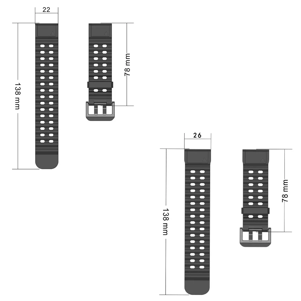 QuickFit Silicone Watch Strap 26mm 22mm For Garmin Band Fenix 8 7X 7 7S 6X 6 Pro 5 5X Epix 2 Forerunner 965 955 945 Instinct 2